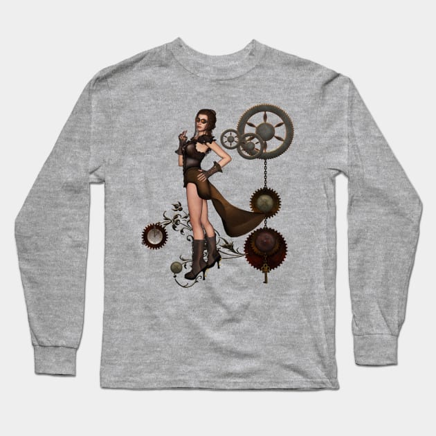 Wonderful steampunk lady Long Sleeve T-Shirt by Nicky2342